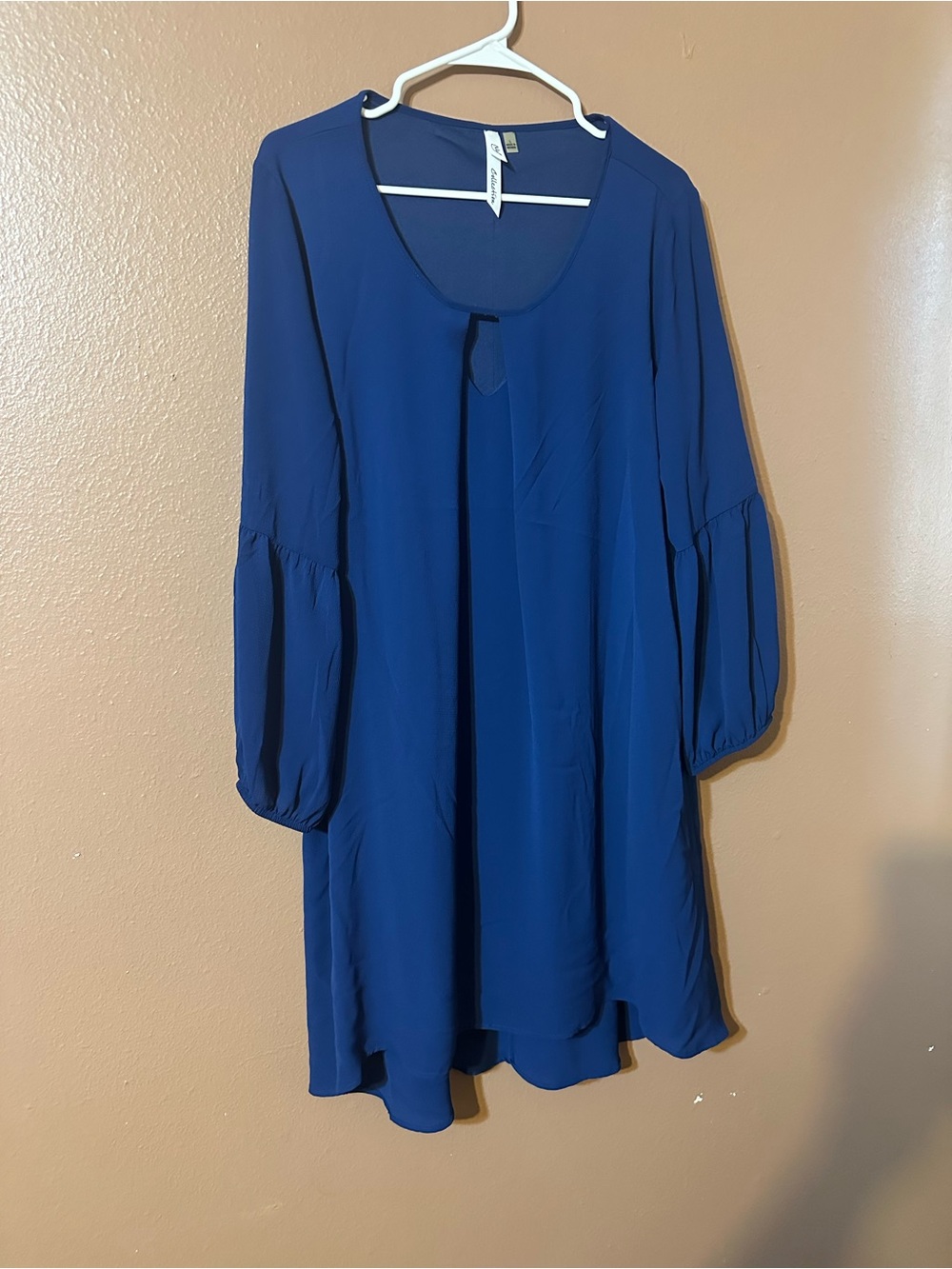 NY Collection Navy Blue Long Sleeve Swing Dress